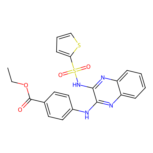 ethyl 4-((3-(thiophene-2-sulfonamido)quinoxalin-2-yl)amino)benzoate structure