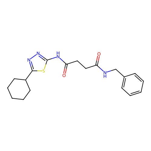 N-Benzyl-N'-(5-cyclohexyl-[1,3,4]thiadiazol-2-yl)-succinamide structure