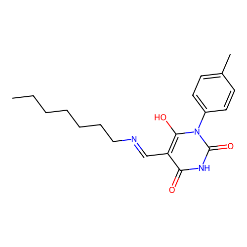 5-[(heptylamino)methylidene]-1-(4-methylphenyl)-1,3-diazinane-2,4,6-trione structure