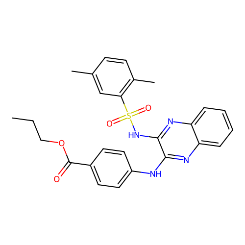 Propyl 4-[(3-{[(2,5-dimethylphenyl)sulfonyl]amino}quinoxalin-2-yl)amino]benzoate structure