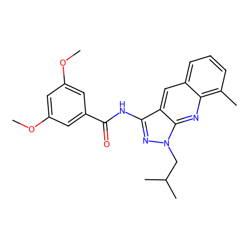 N-(1-isobutyl-8-methyl-1H-pyrazolo[3,4-b]quinolin-3-yl)-3,5-dimethoxybenzamide structure