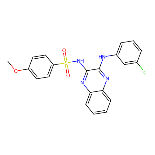 N-[3-(3-chloroanilino)quinoxalin-2-yl]-4-methoxybenzenesulfonamide structure