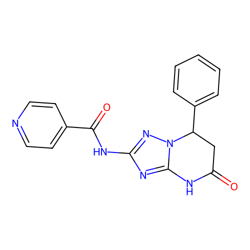 N-(5-oxo-7-phenyl-3,5,6,7-tetrahydro[1,2,4]triazolo[1,5-a]pyrimidin-2-yl)pyridine-4-carboxamide structure