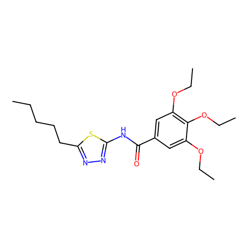 3,4,5-triethoxy-N-(5-pentyl-1,3,4-thiadiazol-2-yl)benzamide structure