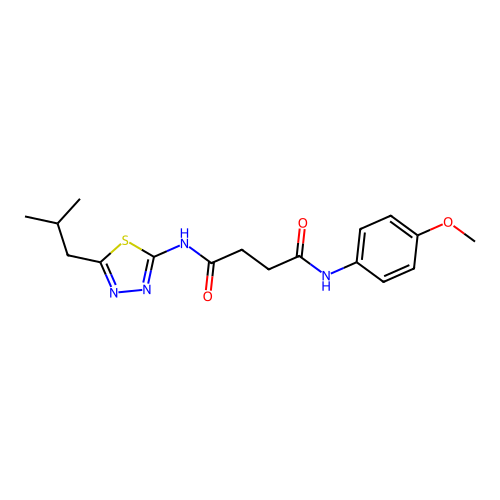 N1-(5-isobutyl-1,3,4-thiadiazol-2-yl)-N4-(4-methoxyphenyl)succinamide structure