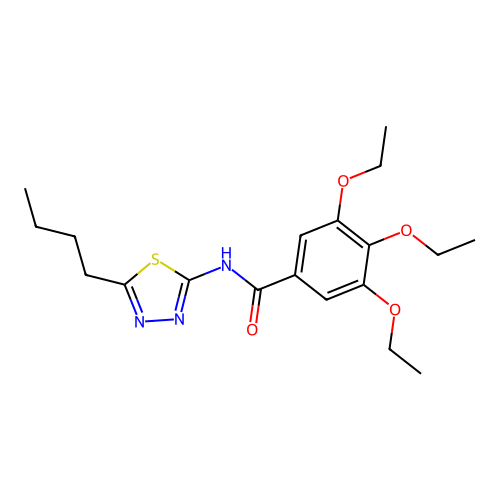 N-(5-butyl-1,3,4-thiadiazol-2-yl)-3,4,5-triethoxybenzamide structure
