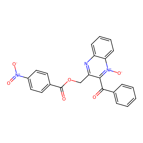 2-Benzoyl-3-(((4-nitrobenzoyl)oxy)methyl)quinoxaline 1-oxide structure