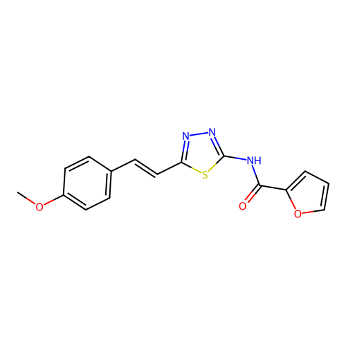 N-[5-[(E)-2-(4-methoxyphenyl)ethenyl]-1,3,4-thiadiazol-2-yl]furan-2-carboxamide structure