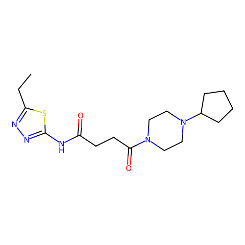 4-(4-cyclopentylpiperazin-1-yl)-N-(5-ethyl-1,3,4-thiadiazol-2-yl)-4-oxo-butanamide structure