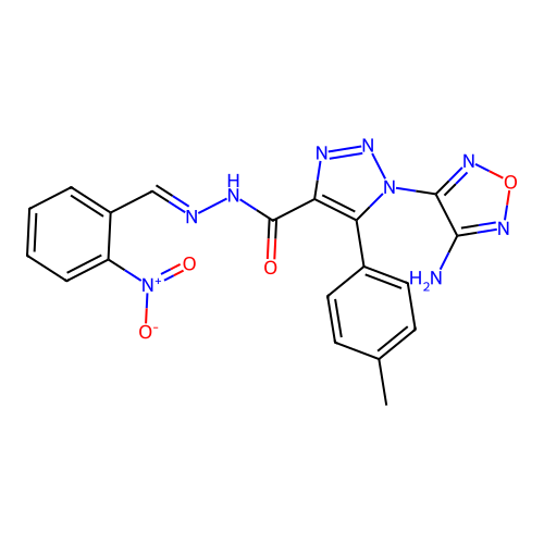 (E)-1-(4-amino-1,2,5-oxadiazol-3-yl)-N'-(2-nitrobenzylidene)-5-(p-tolyl)-1H-1,2,3-triazole-4-carbohydrazide structure