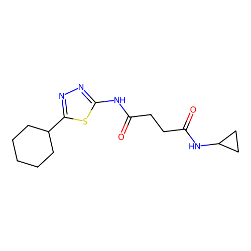 N1-(5-cyclohexyl-1,3,4-thiadiazol-2-yl)-N4-cyclopropylsuccinamide structure