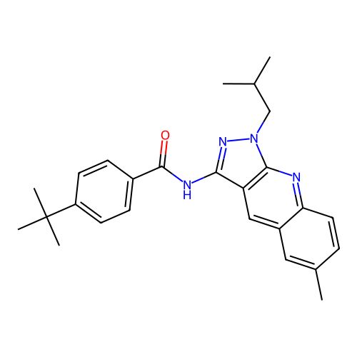 4-(tert-butyl)-N-(1-isobutyl-6-methyl-1H-pyrazolo[3,4-b]quinolin-3-yl)benzamide structure