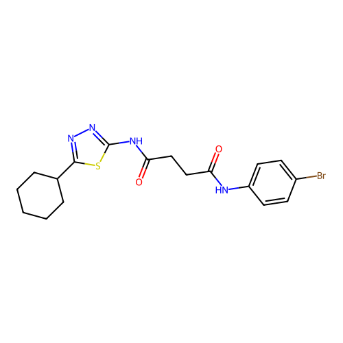 N'-(4-bromophenyl)-N-(5-cyclohexyl-1,3,4-thiadiazol-2-yl)butanediamide structure