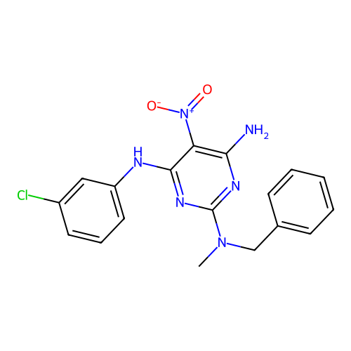 {4-Amino-6-[(3-chlorophenyl)amino]-5-nitropyrimidin-2-yl}methylbenzylamine structure
