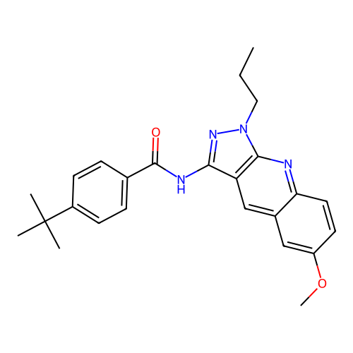 4-tert-butyl-N-(6-methoxy-1-propylpyrazolo[3,4-b]quinolin-3-yl)benzamide structure