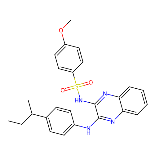 N-(3-{[4-(butan-2-yl)phenyl]amino}quinoxalin-2-yl)-4-methoxybenzenesulfonamide structure