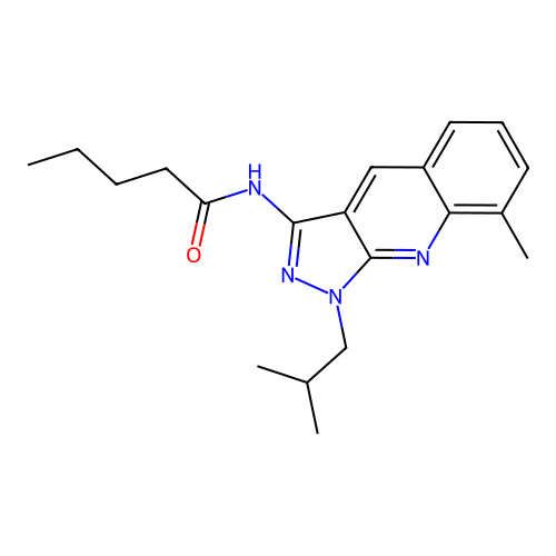 N-(1-isobutyl-8-methyl-1H-pyrazolo[3,4-b]quinolin-3-yl)pentanamide structure
