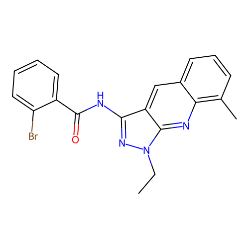 2-bromo-N-(1-ethyl-8-methylpyrazolo[3,4-b]quinolin-3-yl)benzamide structure