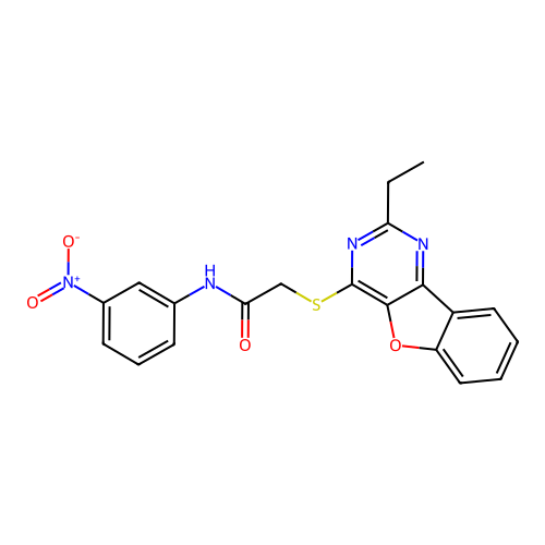 2-((2-ethylbenzofuro[3,2-d]pyrimidin-4-yl)thio)-N-(3-nitrophenyl)acetamide structure