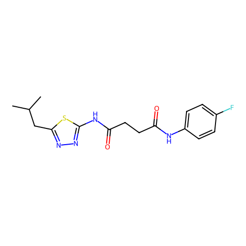 N-(4-Fluoro-phenyl)-N'-(5-isobutyl-[1,3,4]thiadiazol-2-yl)-succinamide structure
