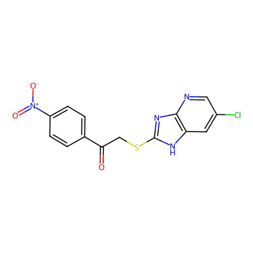 2-[(6-chloro-3H-imidazo[4,5-b]pyridin-2-yl)sulfanyl]-1-(4-nitrophenyl)ethanone structure