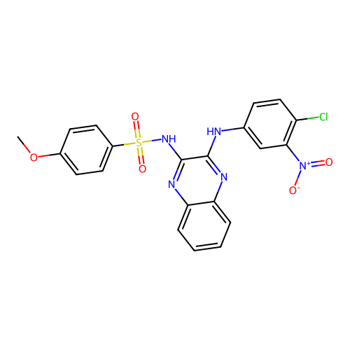 N-(3-((4-chloro-3-nitrophenyl)amino)quinoxalin-2-yl)-4-methoxybenzenesulfonamide structure