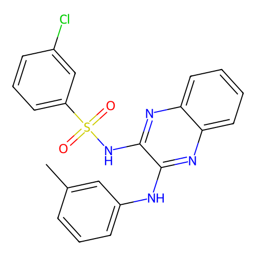 3-chloro-N-{3-[(3-methylphenyl)amino]quinoxalin-2-yl}benzenesulfonamide structure