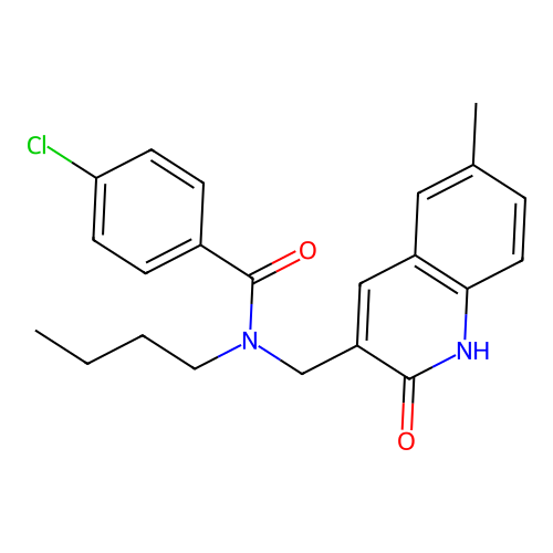 N-butyl-4-chloro-N-[(6-methyl-2-oxo-1,2-dihydroquinolin-3-yl)methyl]benzamide structure
