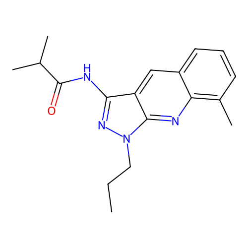 2-methyl-N-(8-methyl-1-propylpyrazolo[3,4-b]quinolin-3-yl)propanamide structure