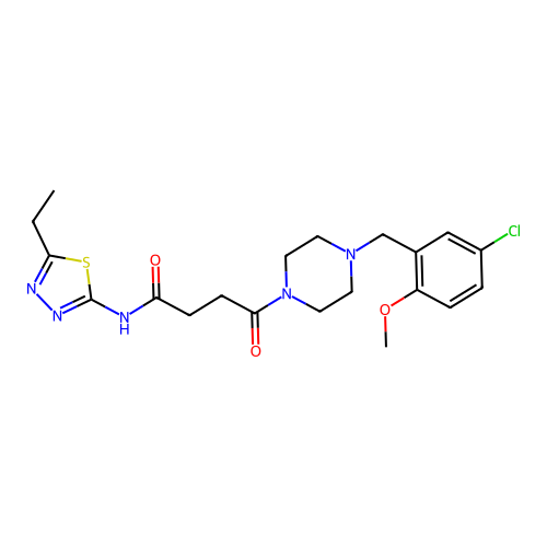 4-[4-[(5-chloro-2-methoxyphenyl)methyl]piperazin-1-yl]-N-(5-ethyl-1,3,4-thiadiazol-2-yl)-4-oxobutanamide structure