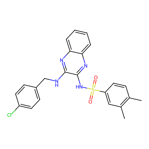 N-(3-((4-chlorobenzyl)amino)quinoxalin-2-yl)-3,4-dimethylbenzenesulfonamide structure