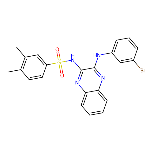 N-(3-((3-bromophenyl)amino)quinoxalin-2-yl)-3,4-dimethylbenzenesulfonamide structure
