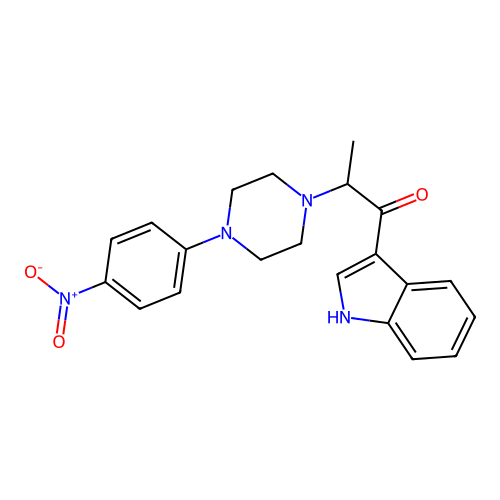 1-(1H-indol-3-yl)-2-[4-(4-nitrophenyl)piperazin-1-yl]propan-1-one structure