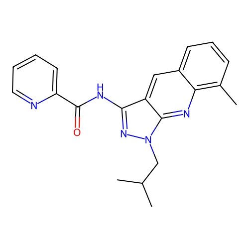 N-(1-isobutyl-8-methyl-1H-pyrazolo[3,4-b]quinolin-3-yl)picolinamide structure