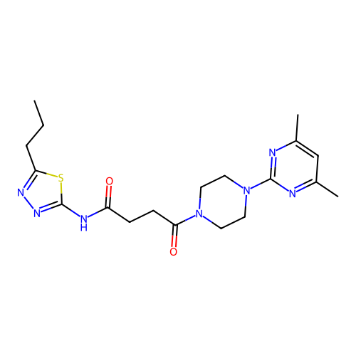 4-(4-(4,6-dimethylpyrimidin-2-yl)piperazin-1-yl)-4-oxo-N-(5-propyl-1,3,4-thiadiazol-2-yl)butanamide structure
