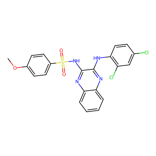 N-(3-((2,4-dichlorophenyl)amino)quinoxalin-2-yl)-4-methoxybenzenesulfonamide structure