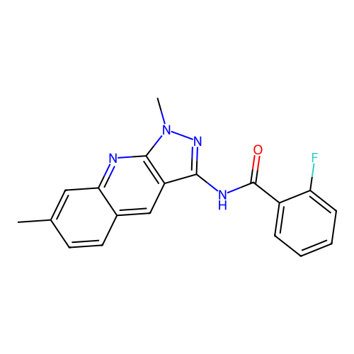 N-(1,7-dimethylpyrazolo[3,4-b]quinolin-3-yl)-2-fluorobenzamide structure
