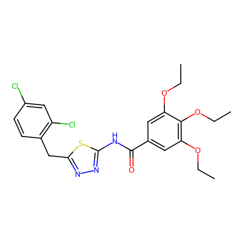 N-(5-(2,4-dichlorobenzyl)-1,3,4-thiadiazol-2-yl)-3,4,5-triethoxybenzamide structure
