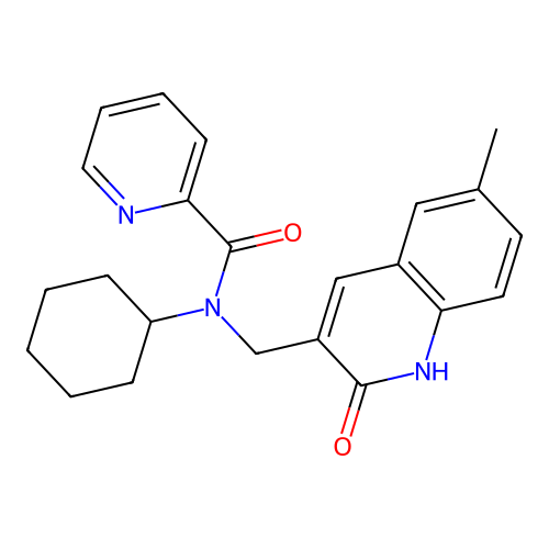 N-cyclohexyl-N-((2-hydroxy-6-methylquinolin-3-yl)methyl)picolinamide structure