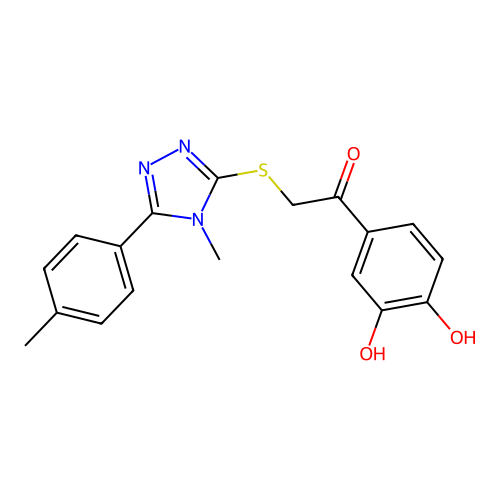 1-(3,4-dihydroxyphenyl)-2-[[4-methyl-5-(4-methylphenyl)-1,2,4-triazol-3-yl]sulfanyl]ethanone structure