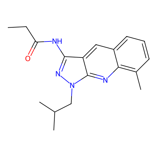 N-(1-isobutyl-8-methyl-1H-pyrazolo[3,4-b]quinolin-3-yl)propionamide structure