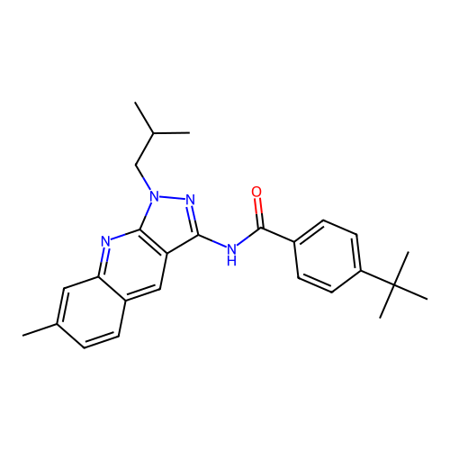 4-(tert-butyl)-N-(1-isobutyl-7-methyl-1H-pyrazolo[3,4-b]quinolin-3-yl)benzamide structure