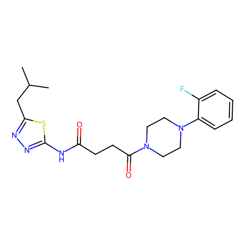 4-(4-(2-fluorophenyl)piperazin-1-yl)-N-(5-isobutyl-1,3,4-thiadiazol-2-yl)-4-oxobutanamide structure