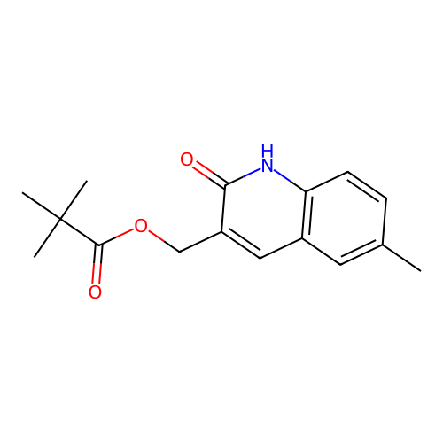 (6-methyl-2-oxo-1H-quinolin-3-yl)methyl 2,2-dimethylpropanoate structure