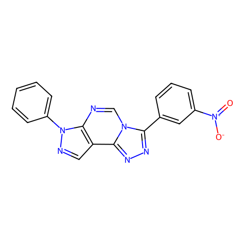 3-(3-nitrophenyl)-7-phenyl-7H-pyrazolo[4,3-e][1,2,4]triazolo[4,3-c]pyrimidine structure