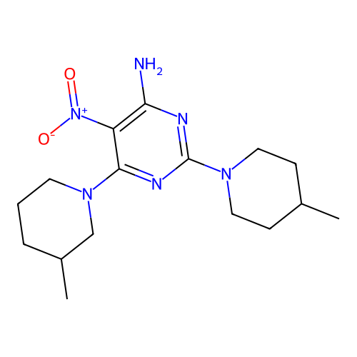 6-(3-Methylpiperidin-1-yl)-2-(4-methylpiperidin-1-yl)-5-nitropyrimidin-4-amine structure