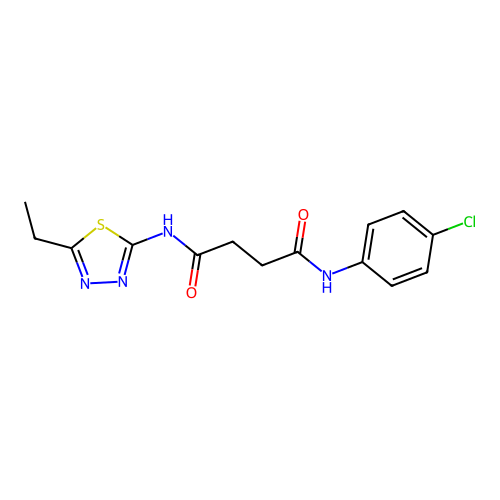 N-(4-chlorophenyl)-N'-[(2E)-5-ethyl-1,3,4-thiadiazol-2(3H)-ylidene]butanediamide structure