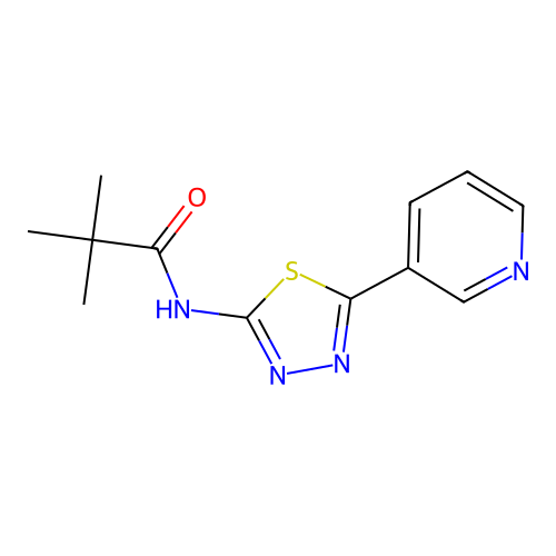 2,2-dimethyl-N-[(2Z)-5-(pyridin-3-yl)-1,3,4-thiadiazol-2(3H)-ylidene]propanamide structure