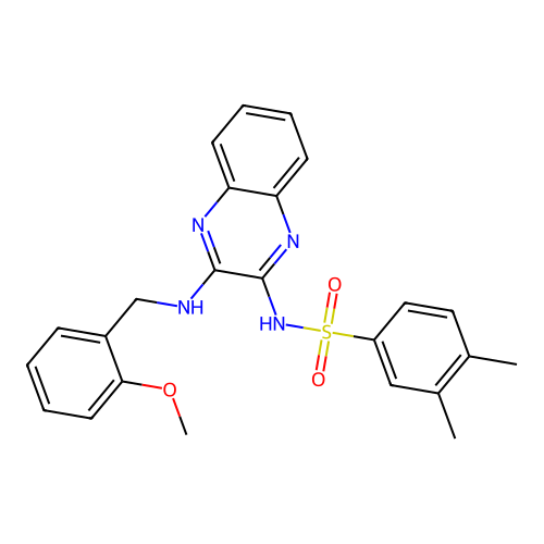 N-(3-((2-methoxybenzyl)amino)quinoxalin-2-yl)-3,4-dimethylbenzenesulfonamide structure