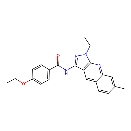 4-ethoxy-N-(1-ethyl-7-methylpyrazolo[3,4-b]quinolin-3-yl)benzamide structure